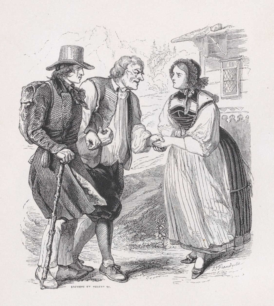 The Traveler from The Complete Works of Béranger, 1836. Tvůrci: Louis-Henri Brevière, Cesar-Auguste Hebert. od Louis Henri Brevière, Cesar Auguste Hebert