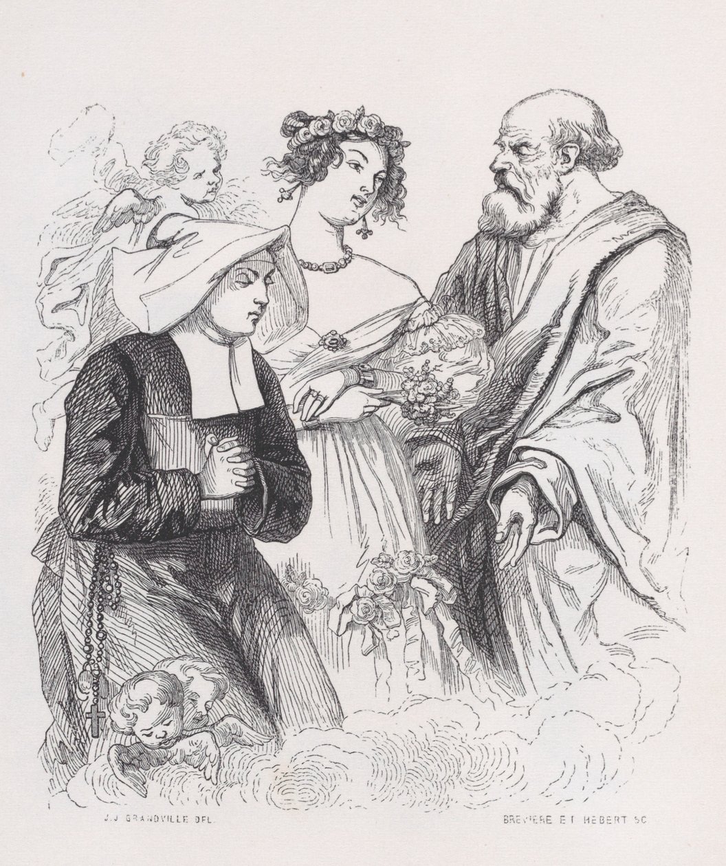 Dvě sestry lásky z The Complete Works of Béranger, 1836. Tvůrci: Louis-Henri Brevière, Cesar-Auguste Hebert. od Louis Henri Brevière, Cesar Auguste Hebert