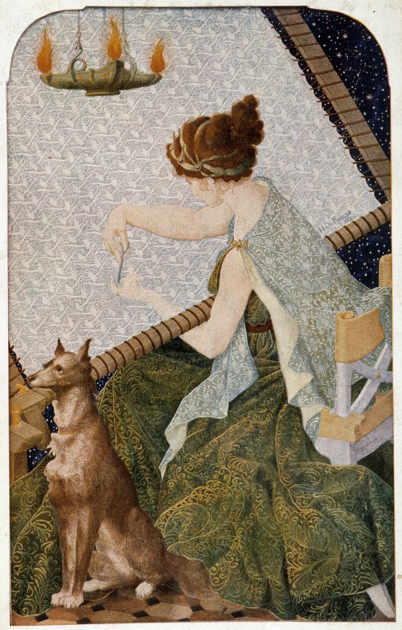Penelope s gobelínem - panelem vyšívaným H. de Rudderem od Louis Henri de Rudder