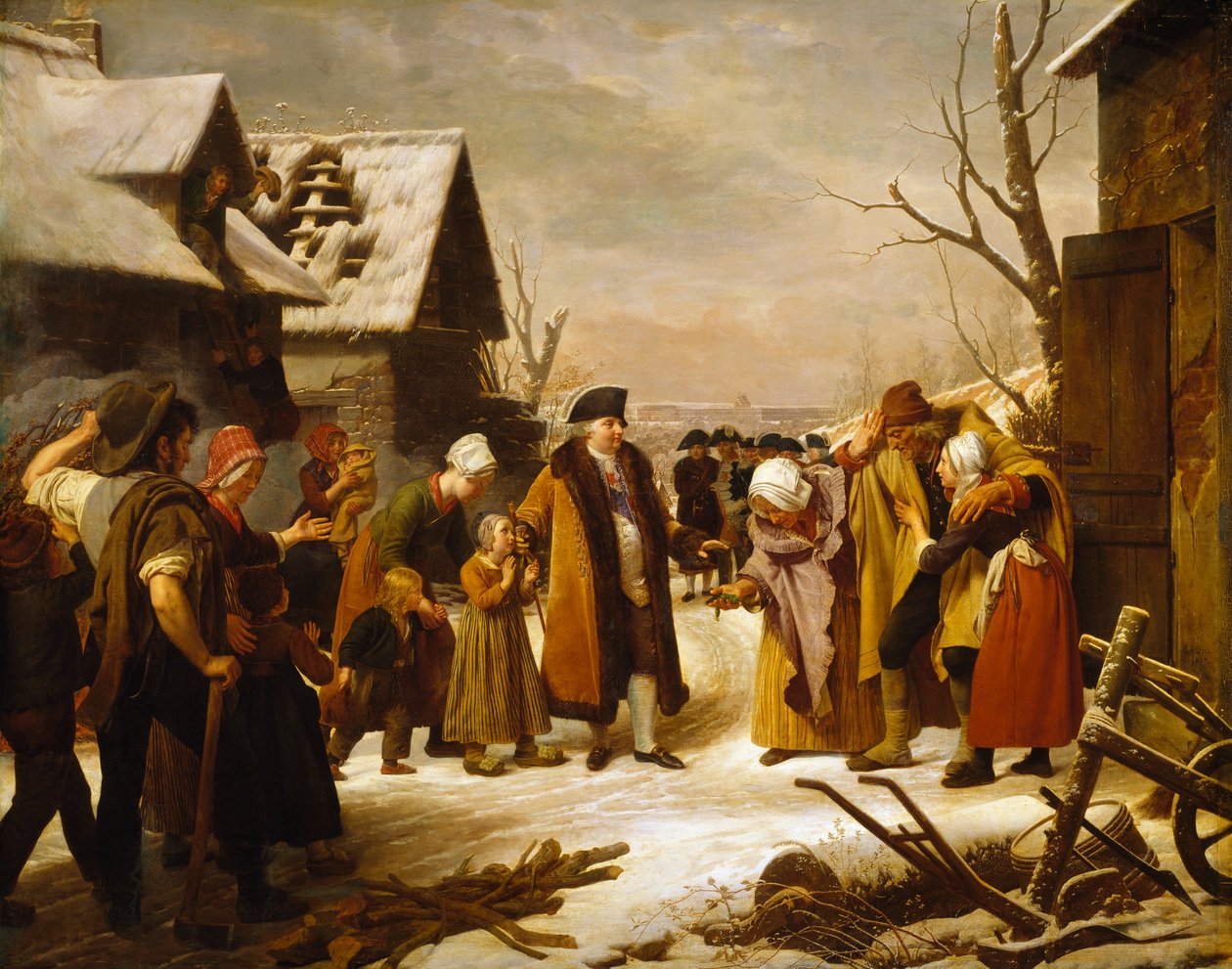 Ludvík XVI. Rozdával almužny chudým z Versailles v zimě roku 1788 od Louis Hersent