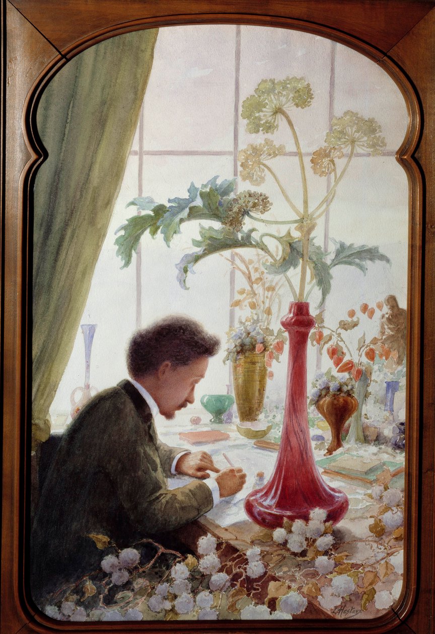 Portrét Emile Galle (1846 - 1904), francouzský umělec. Obraz Louis Hestaux (1858 - 1919) od Louis Hestaux