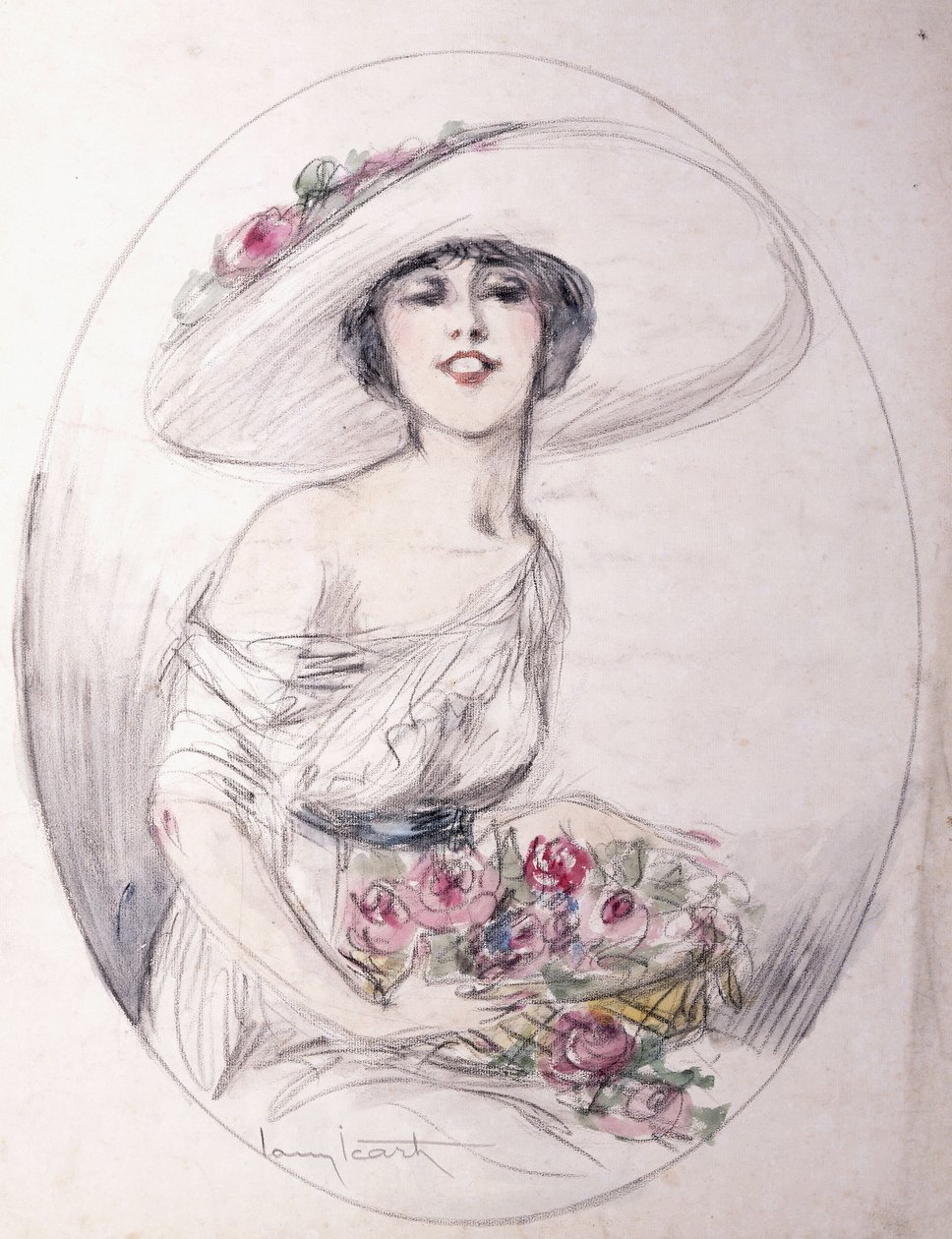 Dívka s kyticí květin od Louis Icart