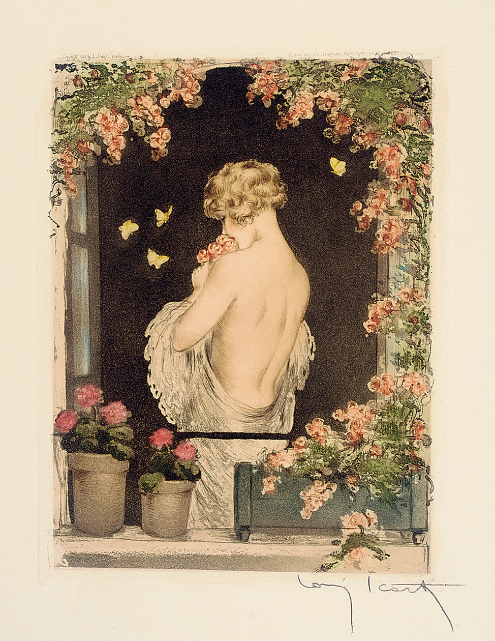 The Four Seasons: Summer, c.1928 (ručně kolorovaná suchá jehla a akvatinta) (viz také 745548-51) od Louis Icart