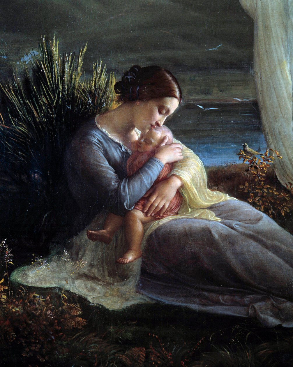 Báseň duše; Anděl a matka, detail matky a dítěte od Louis Janmot