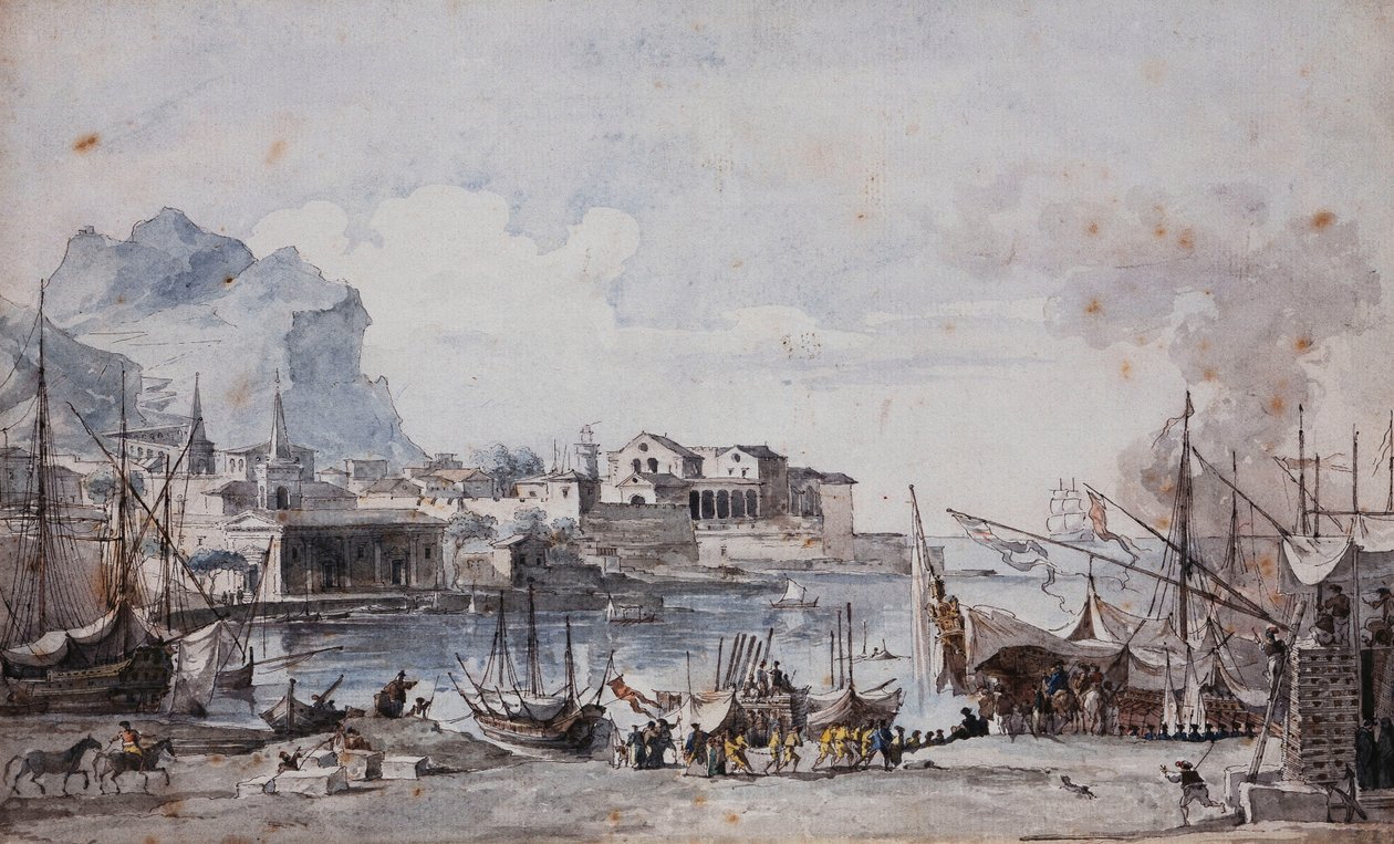 Pohled na přístav Palermo, 1777 od Louis Jean Desprez