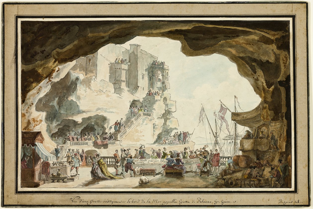 Pohled na Grotta di Palazzo s banketem od Louis Jean Desprez