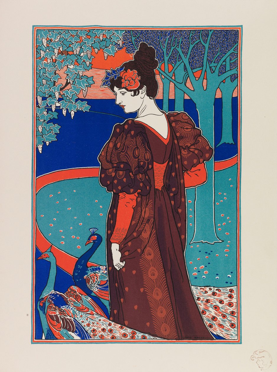 Žena s pávy, cca 1897. od Louis John Rhead