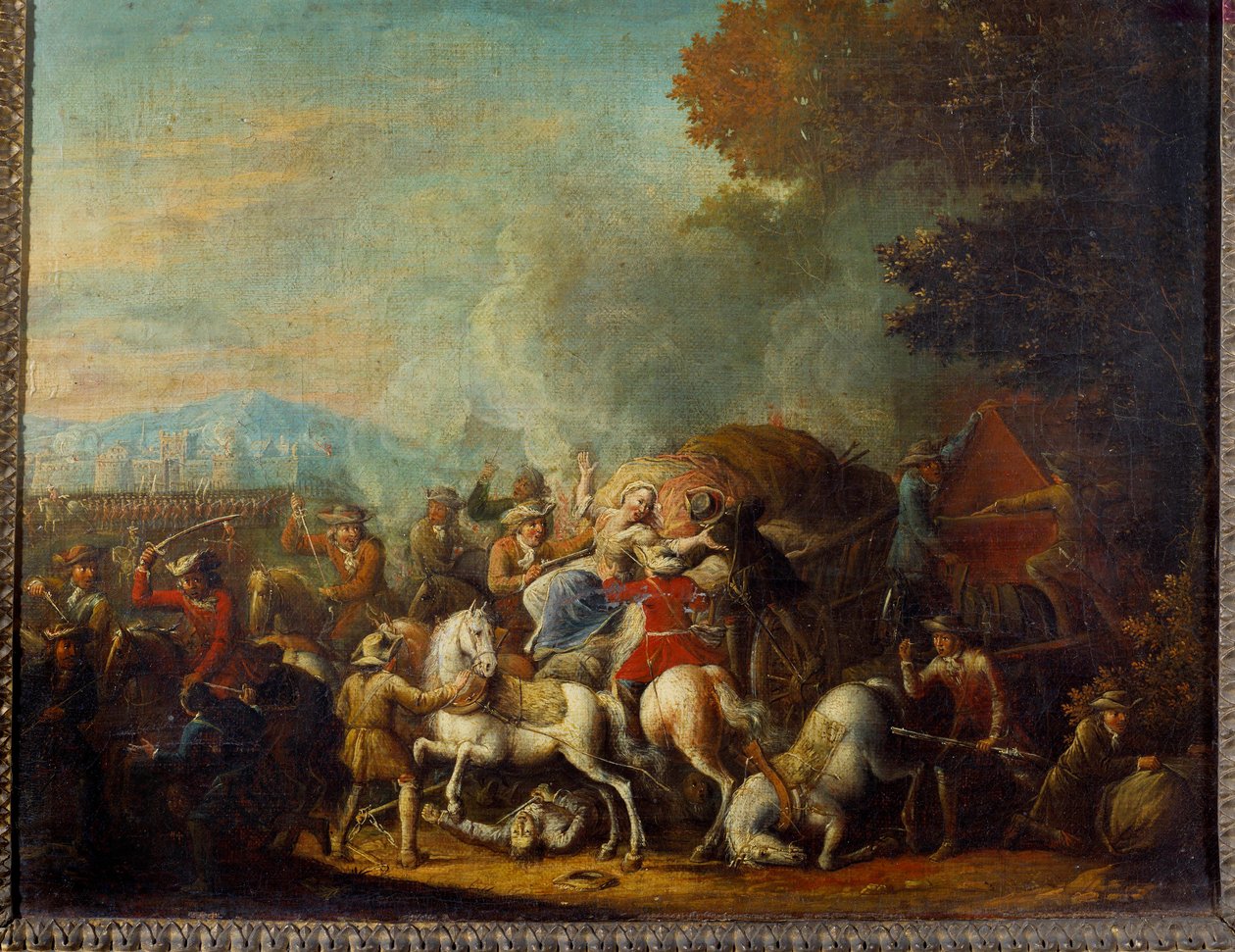 Útok lupičů na vůz Obraz Louise Josepha Watteau dit Watteau de Lille (1731-1798) 18. století Reims, Musee des Beaux Arts od Louis Joseph  Watteau