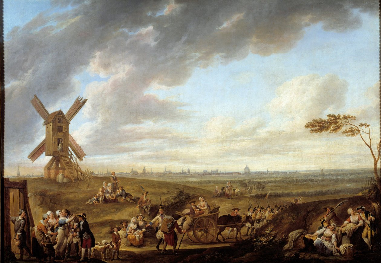 Pohled na Lille od boha Marcqa. Obraz Louise Josepha Watteau dit Watteau de Lille (1731-1798) od Louis Joseph  Watteau