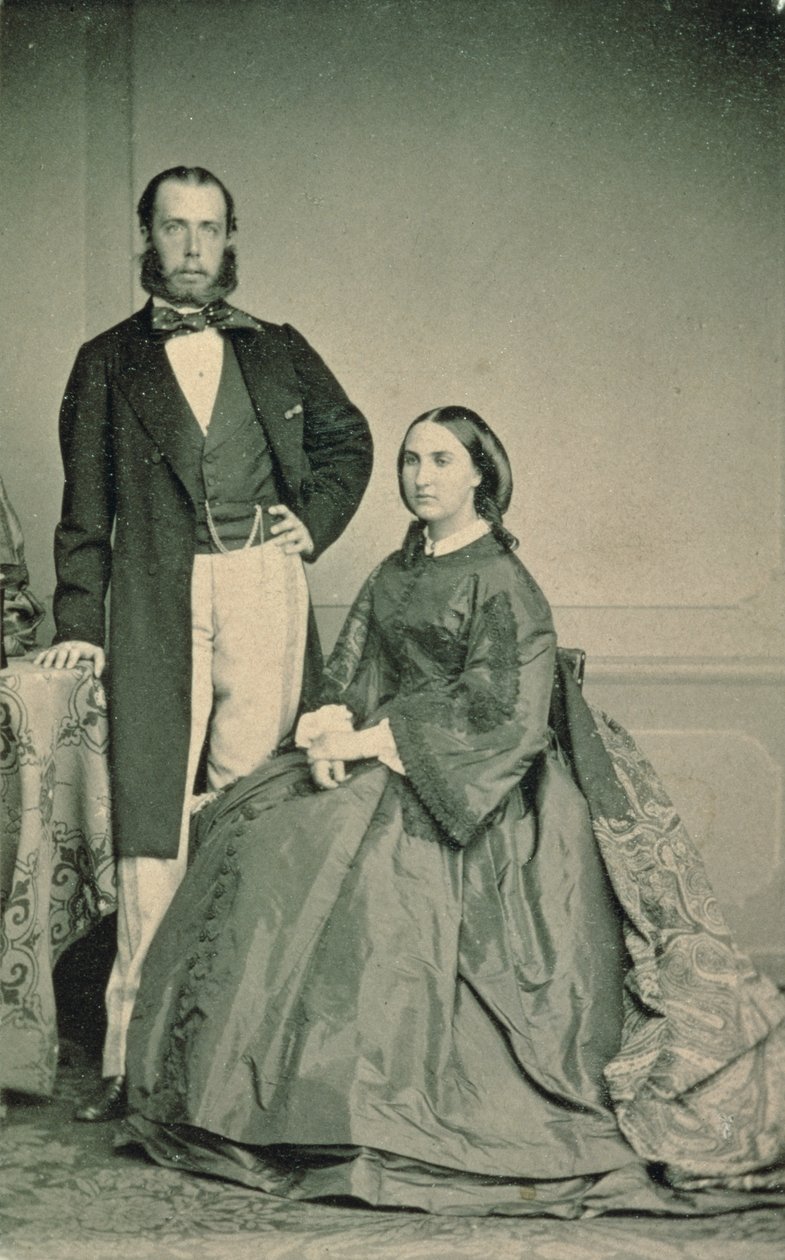 Maxmilián Habsbursko-Lotrinský (1832-67) a Charlotte Saxe-Coburg-Gotha (1840-1927), císař a císařovna Mexika, před jejich odjezdem do Mexika, 1864 od Louis Joseph Ghemar