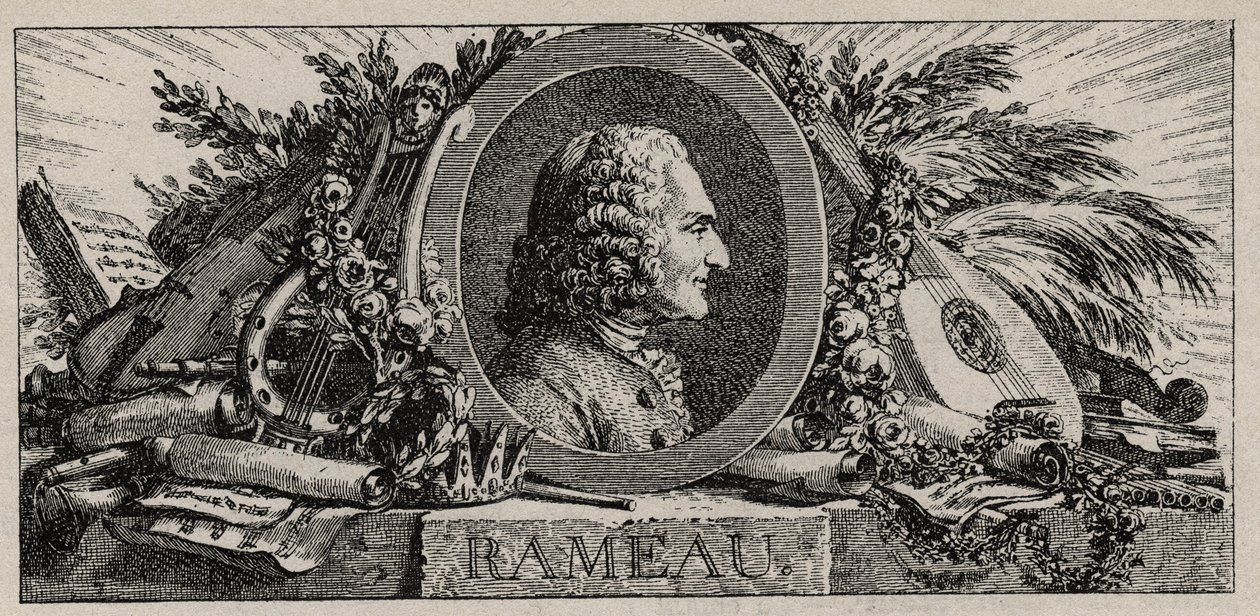 Portrét Jean-Philippe Rameau (1683-1764), rytina Louis-Joseph Masquelier od Louis Joseph I Masquelier
