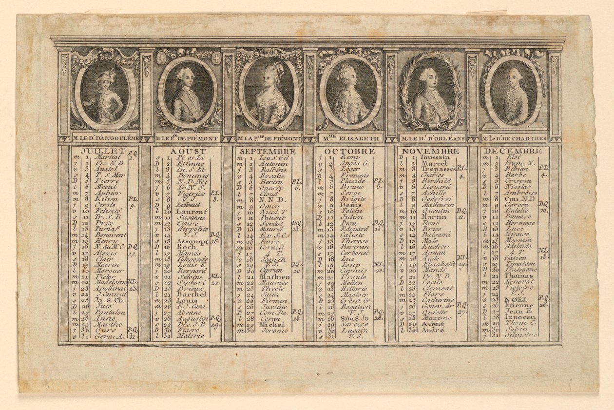 Almanach pro druhou polovinu roku 1778 od Louis Joseph Mondhare