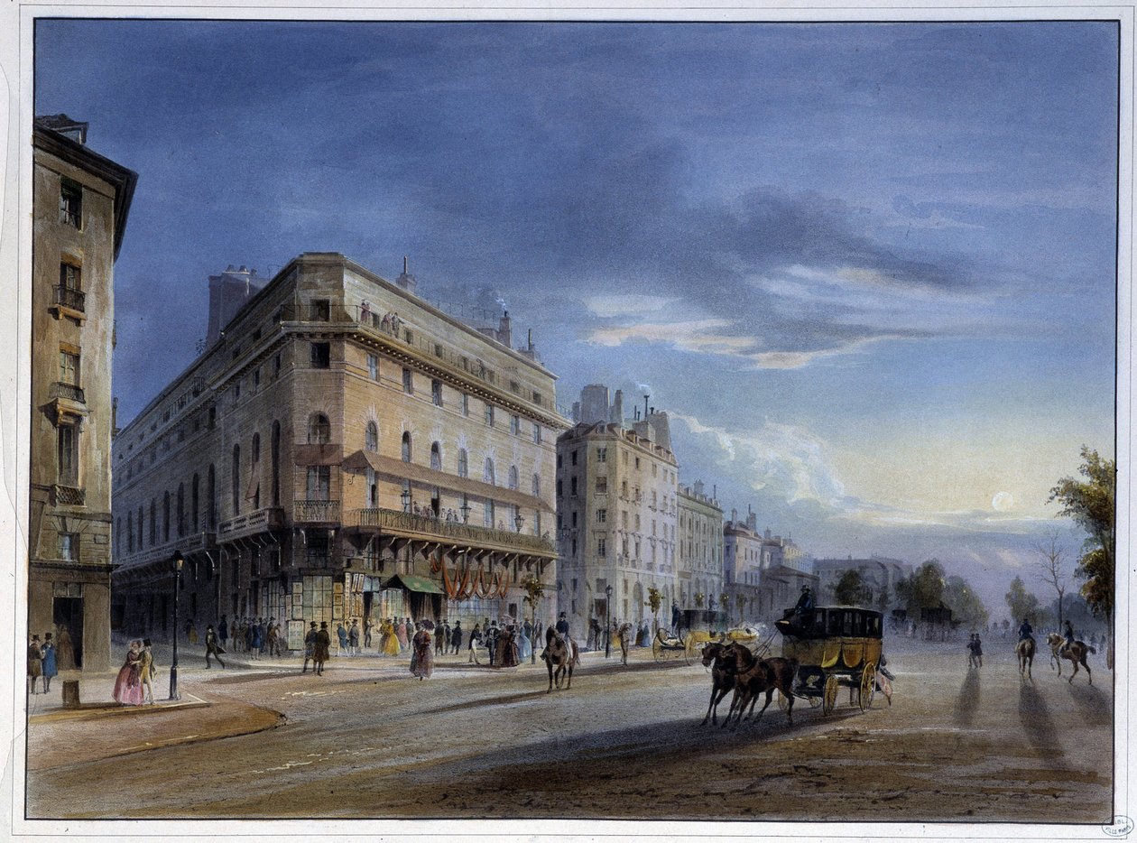 Boulevard des Italiens - v "Paříži v roce 1837"" od Arnouta od Louis Jules Arnout