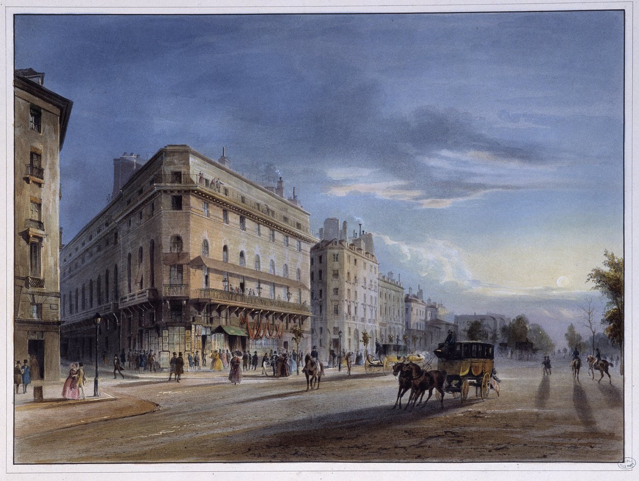 Boulevard des italiens - v „“ Paříži v roce 1837““ od Arnouta od Louis Jules Arnout