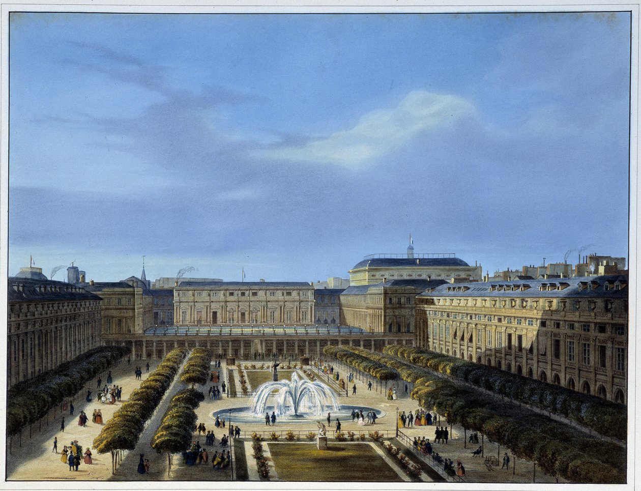 Zahrada Palais-Royal - v „Paříži roku 1837“ od Arnouta od Louis Jules Arnout