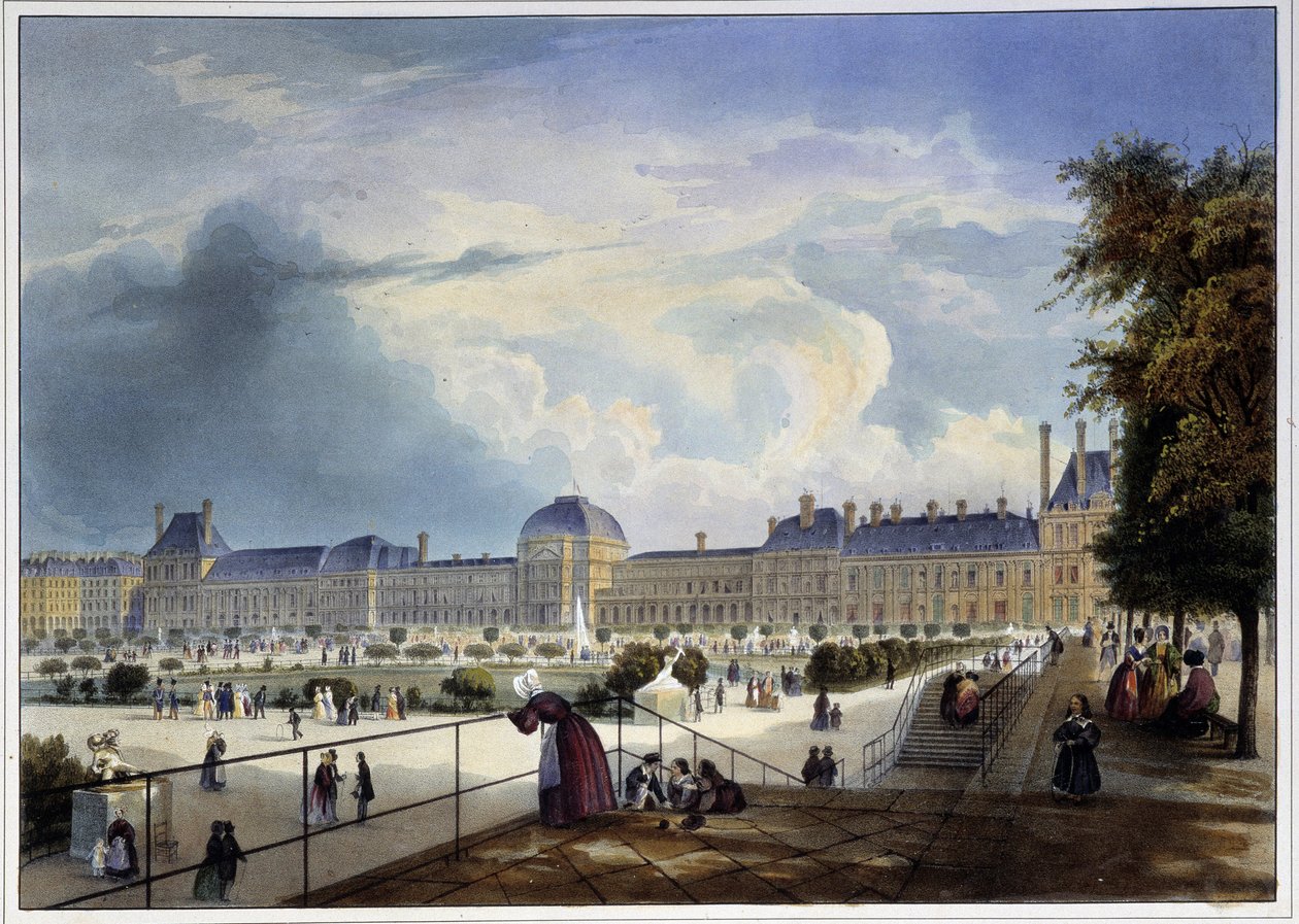 Le palais des Tuileries – v „Paris en 1837“ od Arnouta od Louis Jules Arnout
