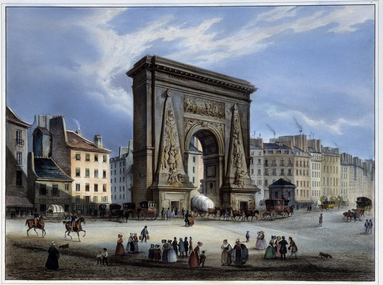 Porte de Saint-Denis - v "" Paris en 1837 "" od Arnouta, ed. jednatel & Hauser od Louis Jules Arnout