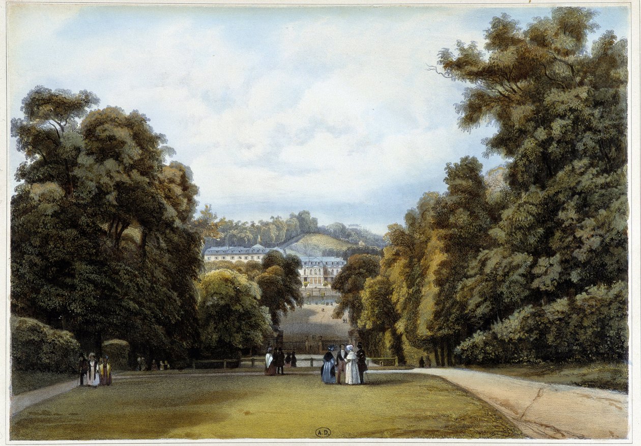 Chateau de Saint Cloud, strana parku. V "Paříž a okolí" od Louis Julien Jacottet