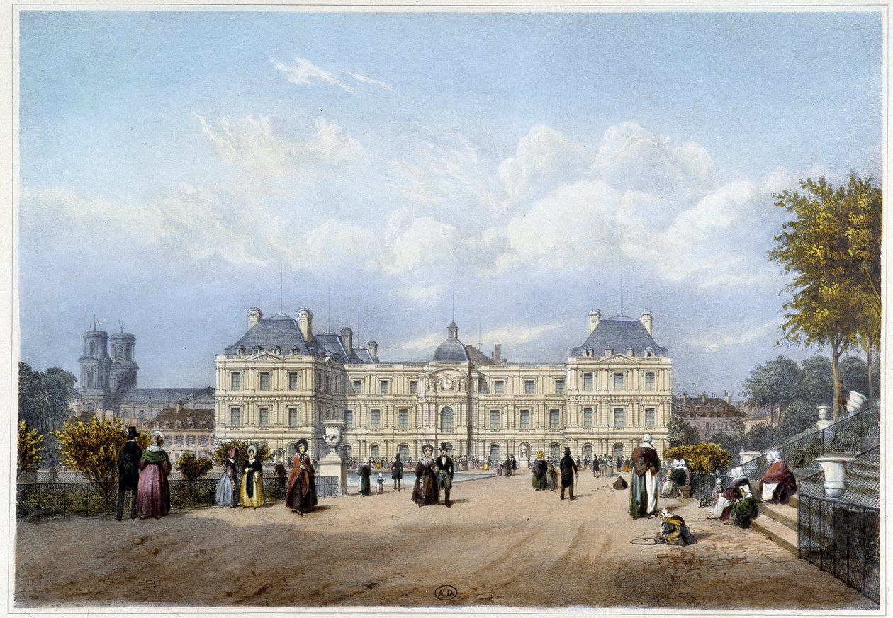 Le Palais du Luxembourg, na straně zahrady. V "Paříž a okolí" od Louis Julien Jacottet
