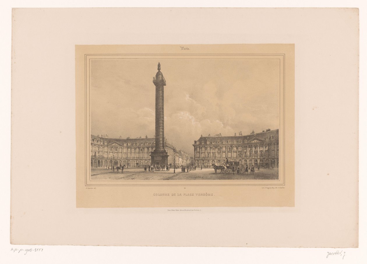 Pohled na Colonne Vendôme Colonne de la Place Vendôme (název na objektu) Tváře v Paříži a okolí (název série) Paris (název série na objektu) od Louis Julien Jacottet