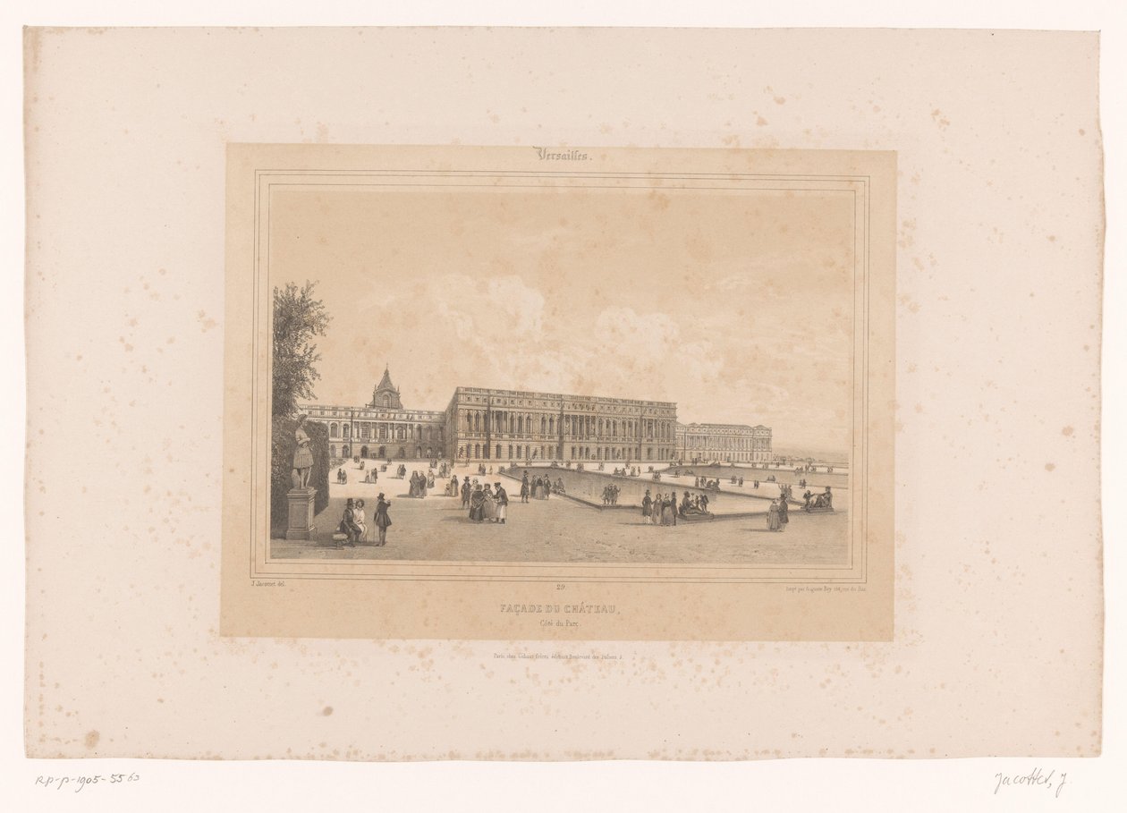 Pohled na palác ve Versailles ze zahrad Facade du Château, Côté du Parc (název na objektu) Tváře v Paříži a okolí (název série) Versailles (název série na objektu) od Louis Julien Jacottet