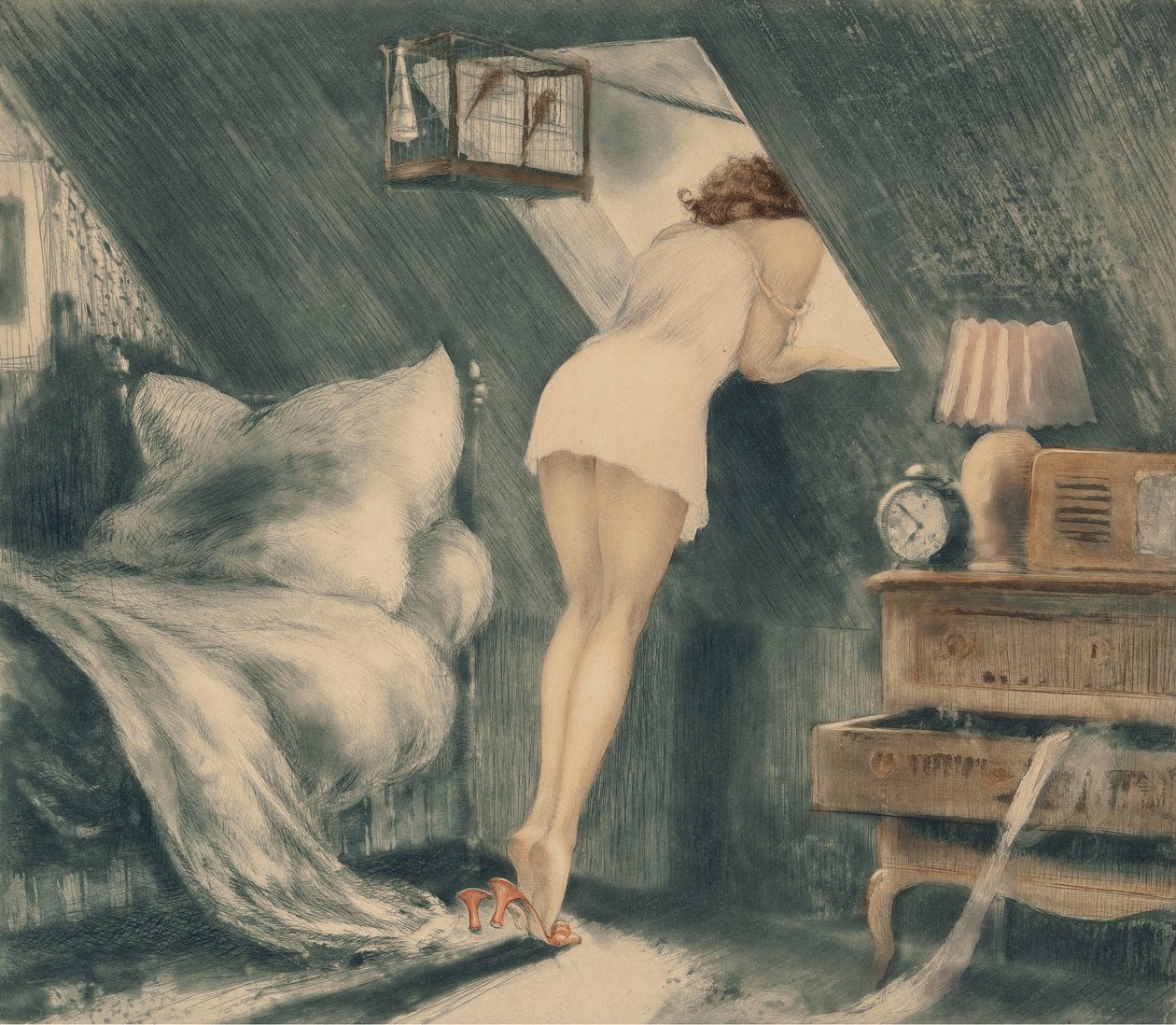 Podkrovní pokoj, 1940. od Louis Justin Laurent Icart