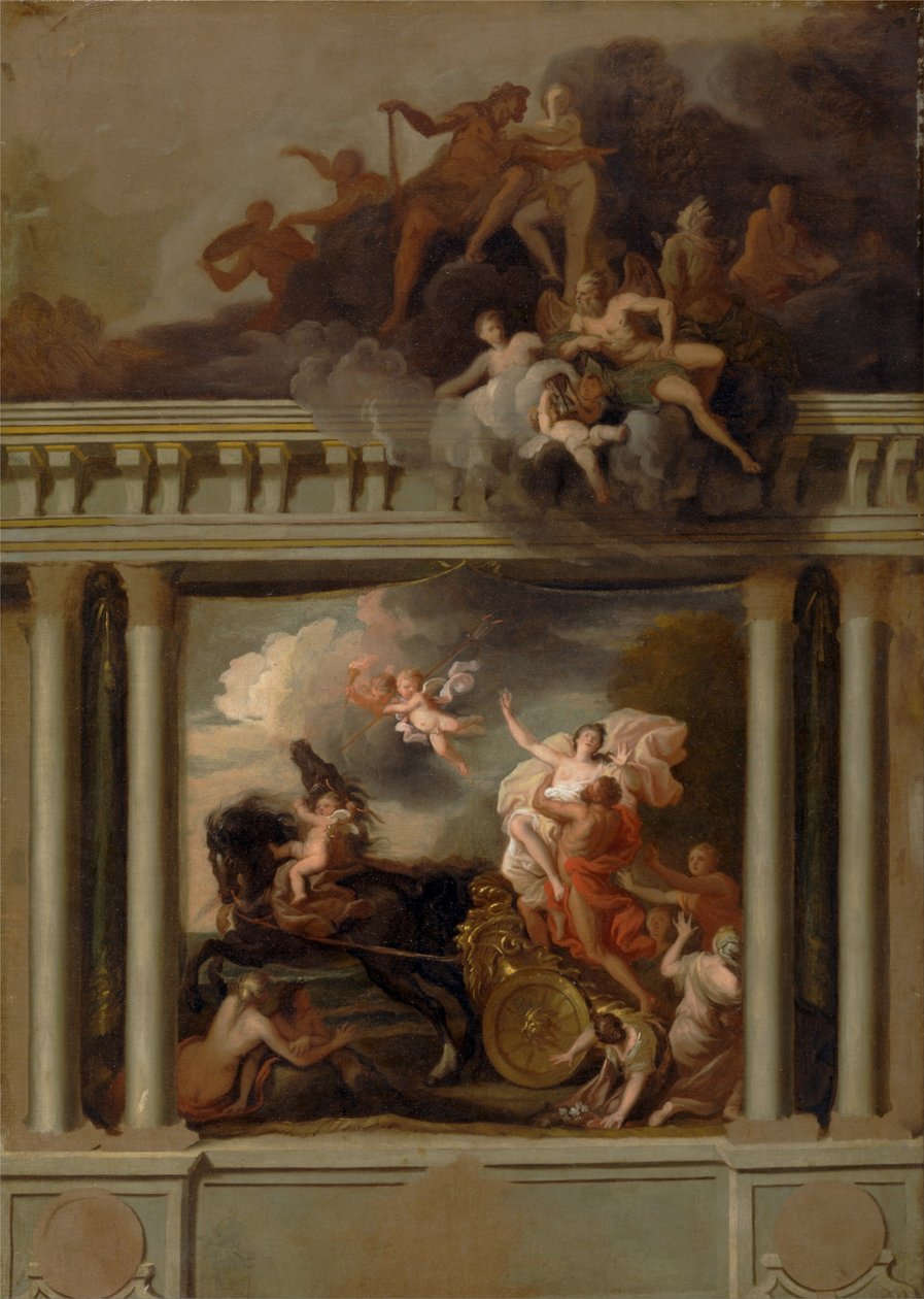 Znásilnění Proserpiny, návrh schodiště v Devonshire House, Londýn od Louis Laguerre