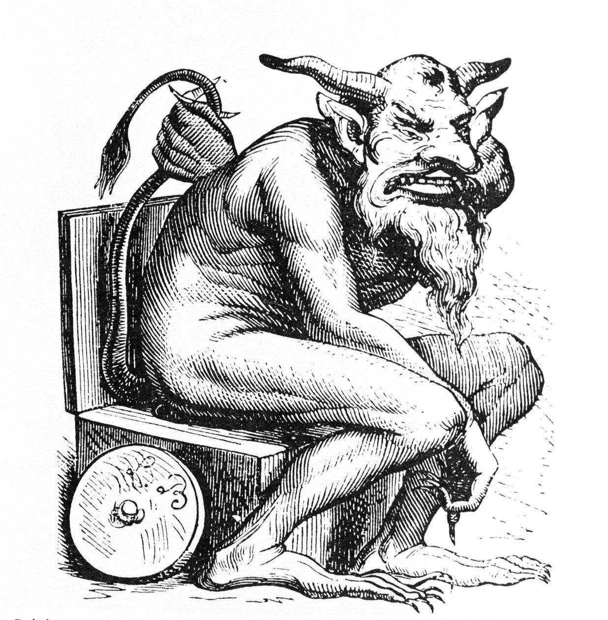 Reprezentace ďábla Belphagora (Belphegor) z pekelné slovníku Collina de Plancyho. Rytina L. Breton. Paříž od Louis Le Breton