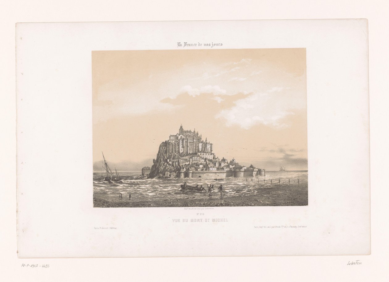 Pohled na Mont-Saint-Michel Vue du Mont St. Michel (název na objektu) Současná Francie (název série) La France de nos jours (název série na objektu) od Louis Le Breton