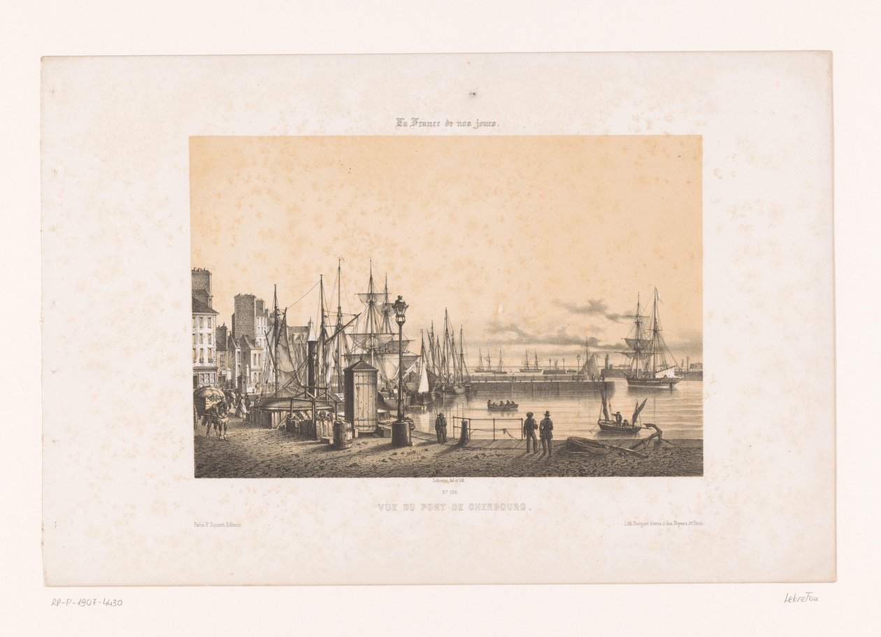 Pohled na přístav Cherbourg Vue du port de Cherbourg (název na objektu) Současná Francie (název série) La France de nos jours (název série na objektu) od Louis Le Breton