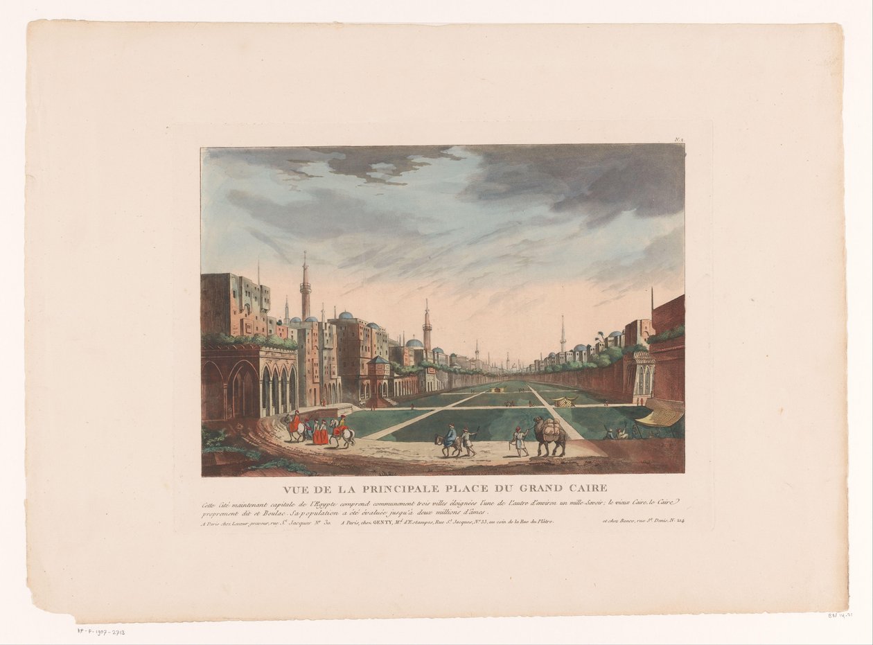 Pohled na náměstí v Káhiře Vue de la Principale Place du Grand Caire (název na objektu) Panoráma měst v Itálii, Španělsku a Egyptě (název série) od Louis Lecoeur
