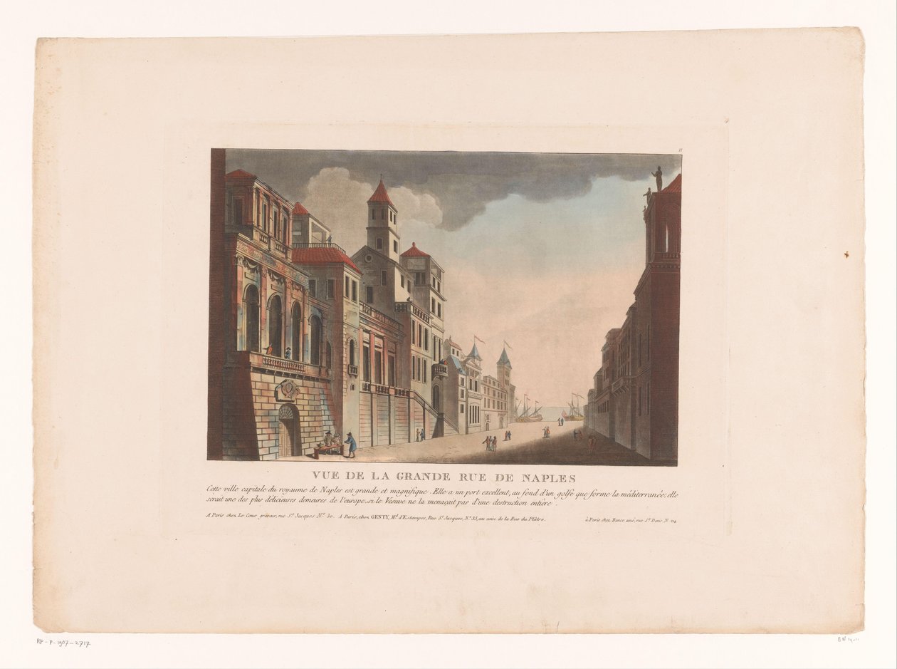 Pohled na ulici v Neapoli Vue de la Grande Rue de Neapol (název na objektu) Panoráma měst v Itálii, Španělsku a Egyptě (název série) od Louis Lecoeur