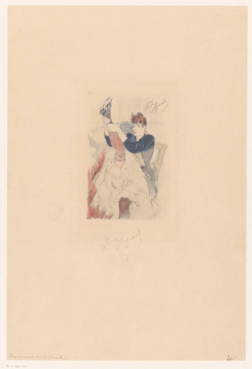 Cancan tanečnice dělá flexibilitu cvičení Brisement assis (seule) (název na objektu) od Louis Legrand (signed by artist)
