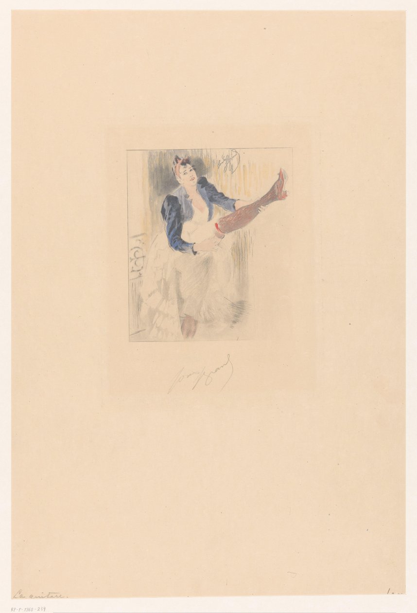 Cancan tanečnice hrající na kytaru na noze La guitare (název na objektu) od Louis Legrand (signed by artist)