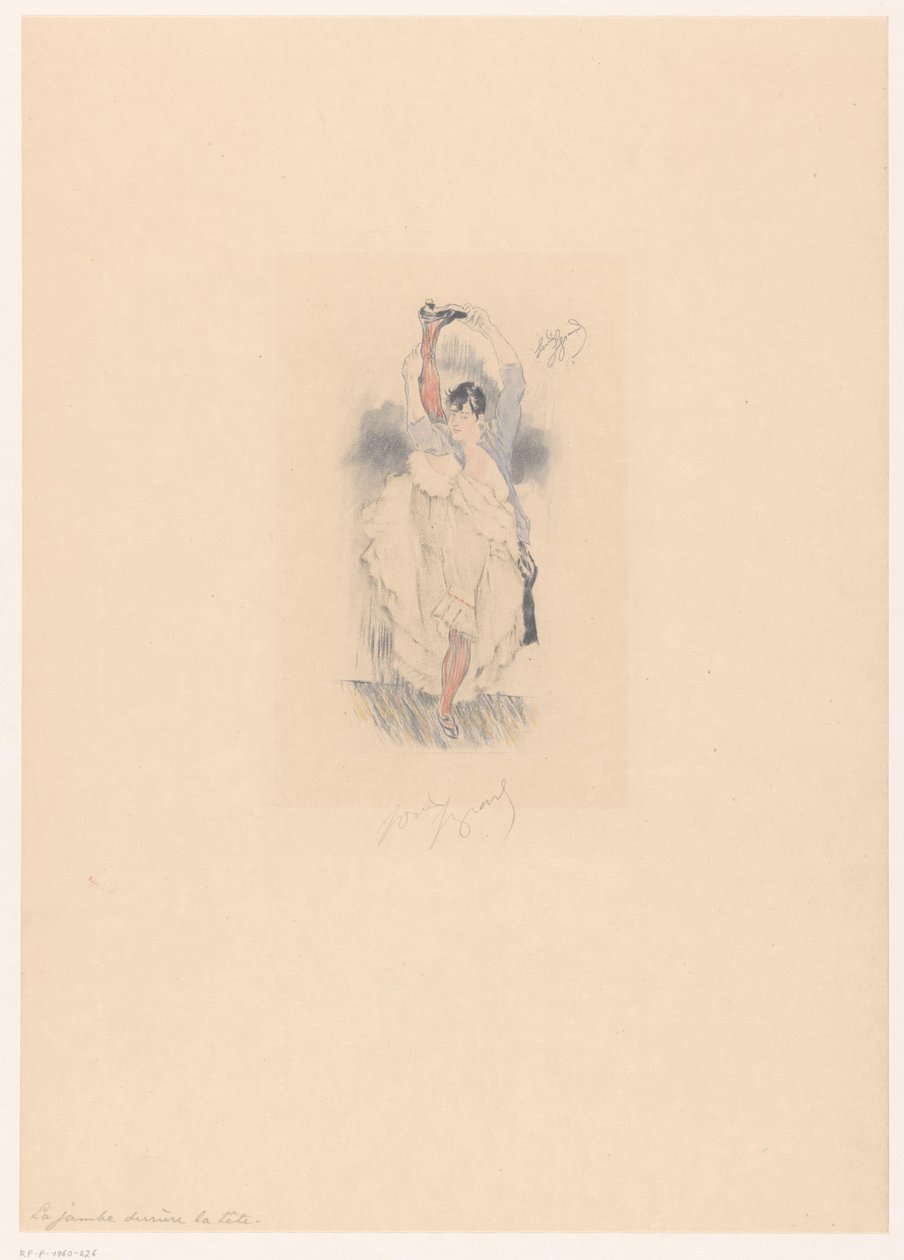 Cancan tanečnice s nohou nataženou za hlavou La jambe derrière la tête (název na objektu) od Louis Legrand (signed by artist)