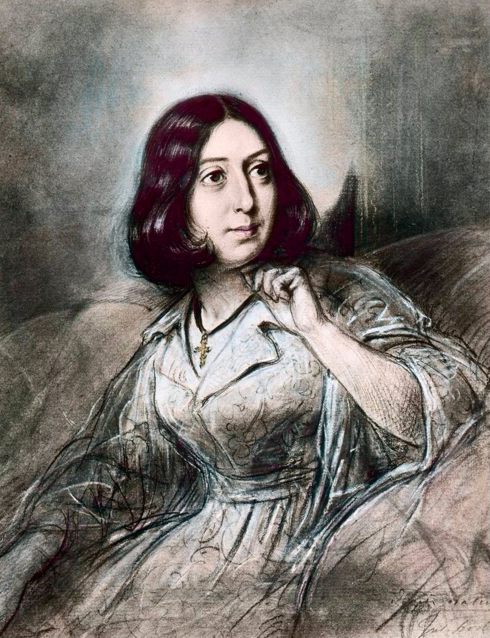 Portrét George Sandové podle Louise Leopolda Boillyho od Louis Leopold (after) Boilly