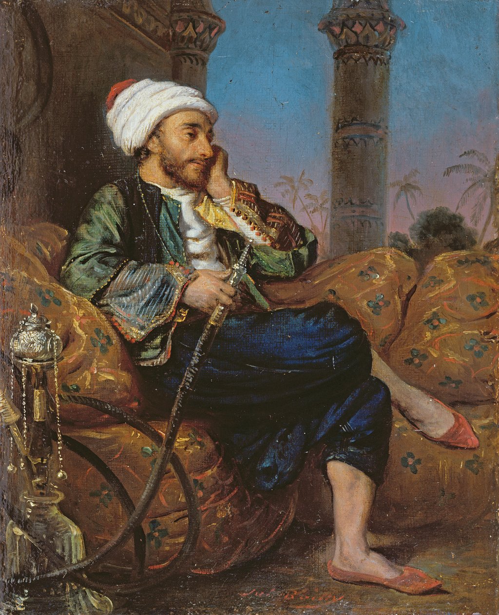 Egyptský muž kouří vodní dýmku od Louis Leopold Boilly