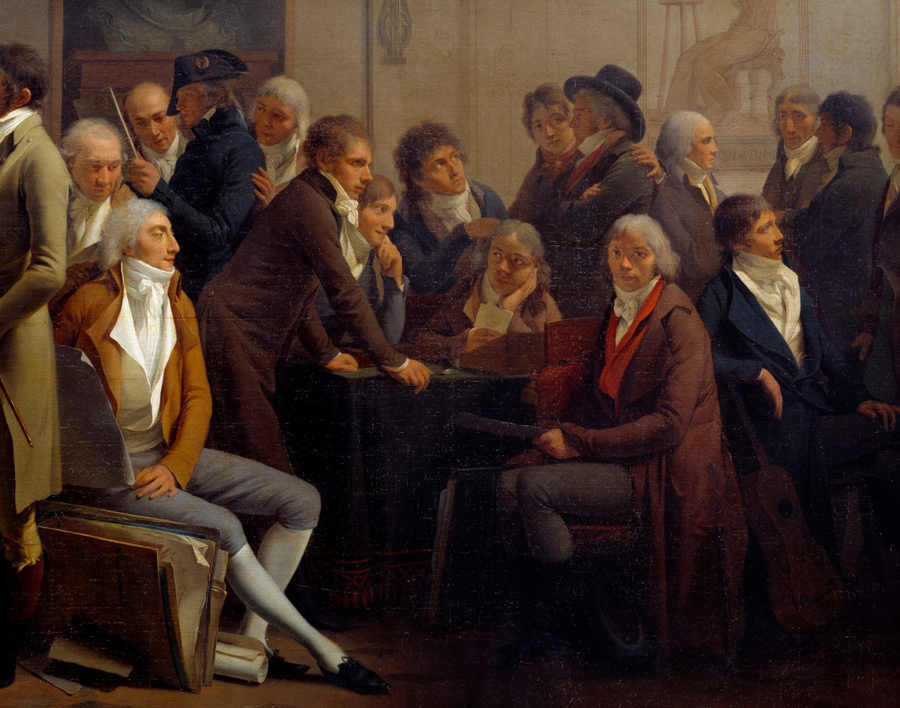 Setkání umělců v dílně malíře Jean Baptiste Isabey (1767-1855): Anne Louis Girodet de Roucy-Trioson (Anne-Louis Girodet de Roucy Trioson od Louis Leopold Boilly