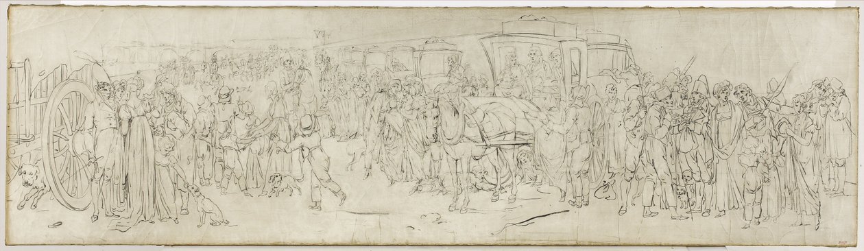 Kukačky na Tuilerijském nábřeží, kolem roku 1805 (štětec, indická tuš na plátně) od Louis Leopold Boilly