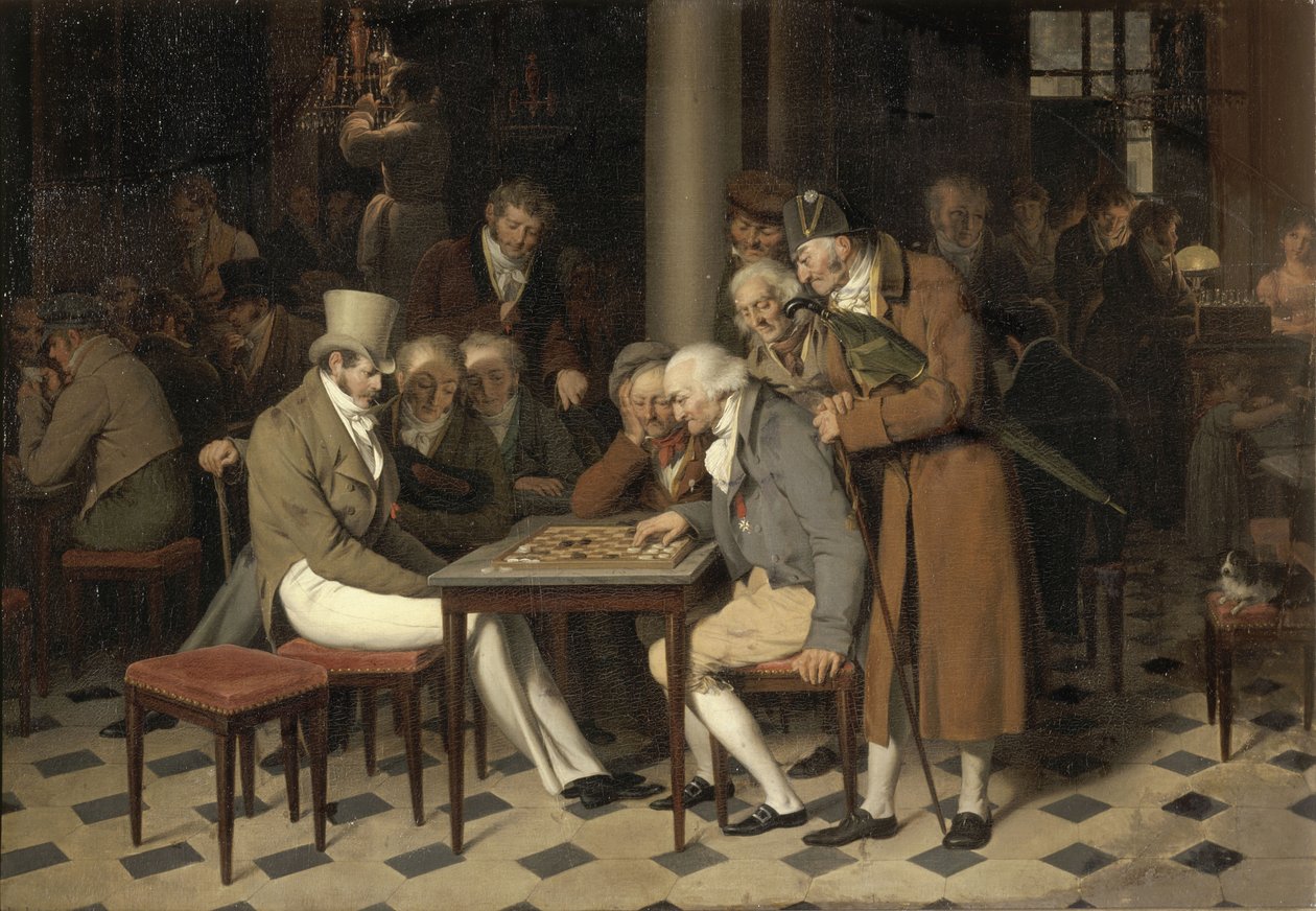 Interiér kavárny La partie de dames au café Lamblin au Palais-Royal od Louis Leopold Boilly