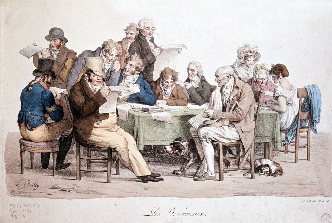 Muži čtoucí noviny – rytina Louis Boilly s názvem „“ Les journaux““ od Louis Leopold Boilly