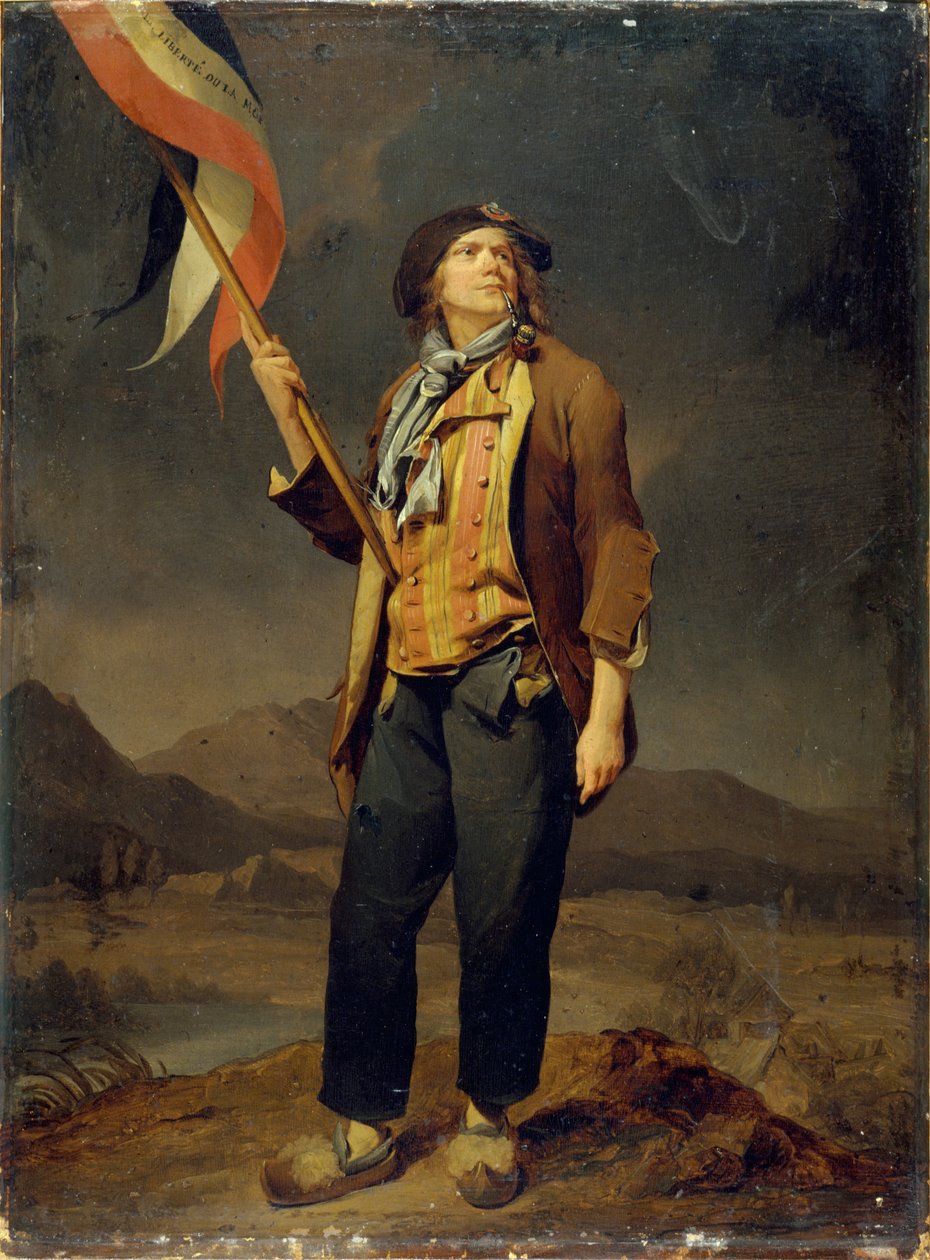 Portrét zpěváka Simona Chenarda (1758-1832) v kostýmu sansculota, praporečníka při slavnosti na počest svobody Savojska 14. října 1792 od Louis Leopold Boilly