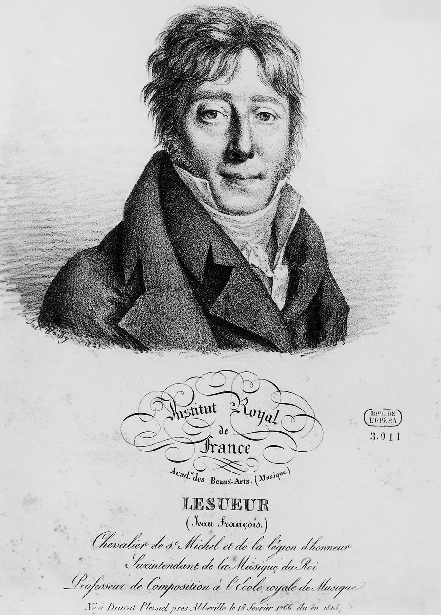 Portrét Jean-Francois Lesueur (1760-1837), francouzský skladatel, rytina Louis-Leopold Boilly (1761-1845) od Louis Leopold Boilly