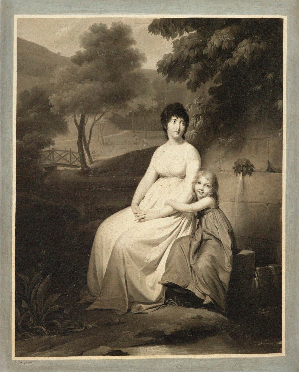 Portrét Thérésy Tallienové a její dcery v parku od Louis Leopold Boilly