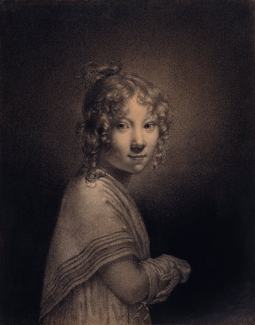 Portrét dívky, poloviční délka, od Louis Leopold Boilly