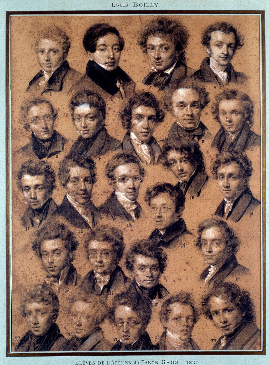 Portrét studentů ateliéru malíře Antoina Jeana Grose (1771-1835) Kresba Louis Leopold Boilly (1761-1845) 1820 Paříž, B.N. od Louis Leopold Boilly