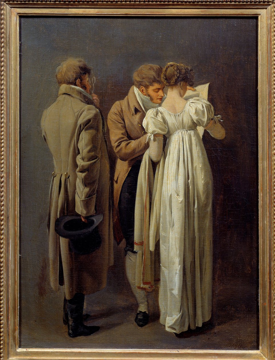 Milovníci tisku Mladí lidé vetus v módě prvního císařství uvažují o tisku. Obraz Louis Leopold Boilly (1761-1845) 1810. Ne 0,32x0,24 m od Louis Leopold Boilly