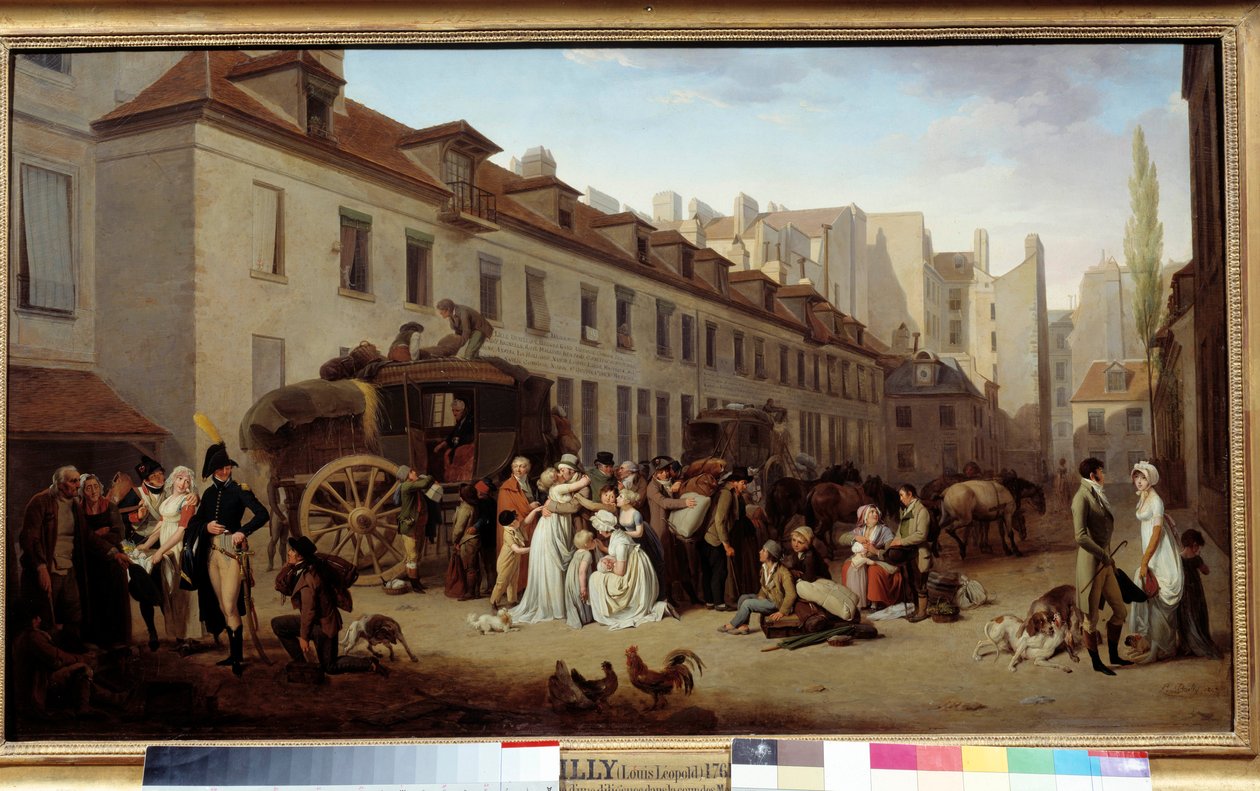 Obraz Příchod pilnosti na nádvoří Messageries od Louise Leopolda Boillyho (1761-1845). 1803. od Louis Leopold Boilly