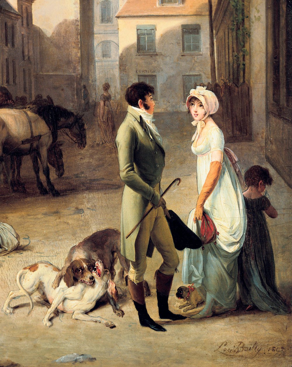 Příjezd dostavníku na Terminus, detail od Louis Leopold Boilly