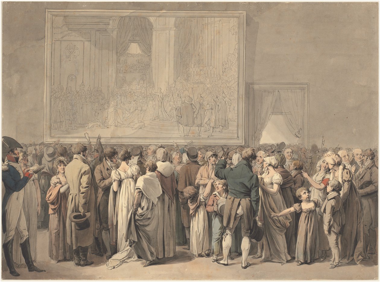 Veřejnost v salonu Louvre, prohlížení obrazu "Sacre" od Louis Leopold Boilly